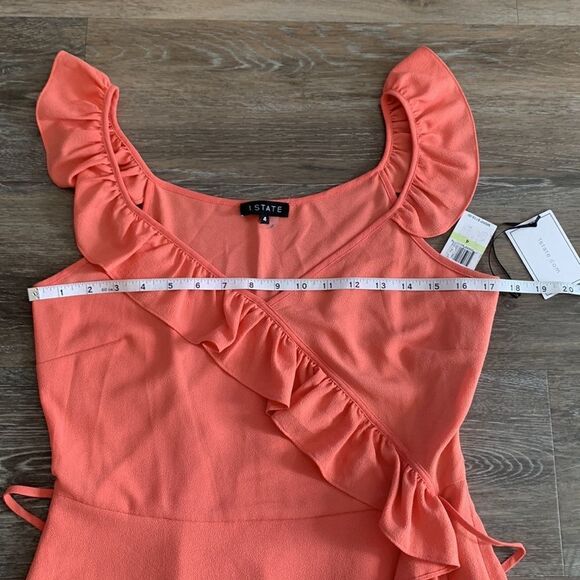 1. State ruffle trim coral colored sleeveless dress sz 4 small - Picture 7 of 12